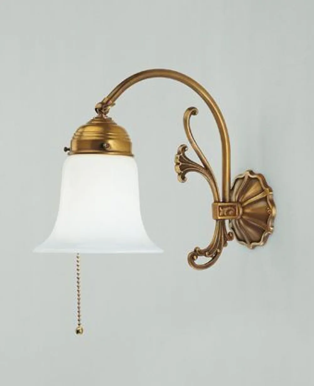 New Berliner Messingleuchten Wandleuchte Berliner Messing Glas E27 mit Zugschalter