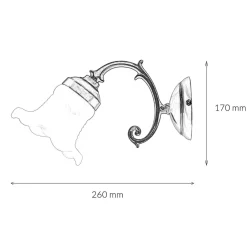 Giovanni Battista Wandleuchte Bronze hell E14 Echt-Messing Glas* Wandleuchten|Esszimmer Lampen