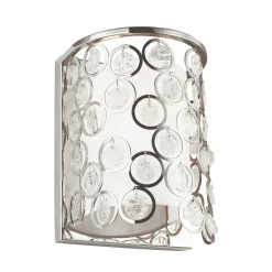 Elstead Wandleuchte CASTELO Nickel Glas Seide Modern Lampe* Wandleuchten|Flurlampen