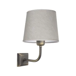 Giovanni Battista Wandleuchte E27 in Bronze matt Beige Stoff Echt-Messing* Wandleuchten|Schlafzimmer Lampen