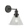 Searchlight Wandleuchte E27 Schwarz Klar mit Schalter Vintage* Wohnzimmerlampen|Glaslampen