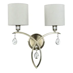 Hot Searchlight Wandleuchte 2-flammig in Messing Antik Natur E14 Stoff