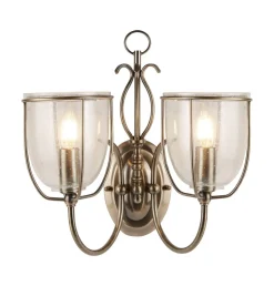 Searchlight Wandleuchte 2-flammig mit Schalter E14 Glas Metall* Wandleuchten|Wohnzimmerlampen