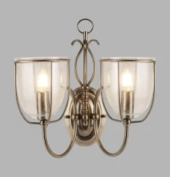 Searchlight Wandleuchte 2-flammig mit Schalter E14 Glas Metall* Wandleuchten|Wohnzimmerlampen