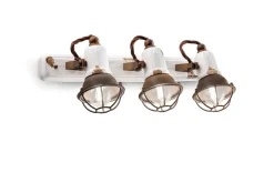 Ferroluce Wandleuchte 2-flammig Weiß Braun Keramik Metall* Wohnzimmerlampen|Keramiklampen