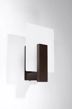 Sollux Wandleuchte Glas Holz blendarm E14 Weiß Wenge wohnlich* Glaslampen|Holzlampen