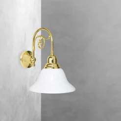 Giovanni Battista Wandleuchte Glas Messing H: 25,5 cm E14 Jugendstil