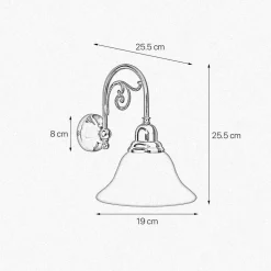 Giovanni Battista Wandleuchte Glas Messing H: 25,5 cm E14 Jugendstil