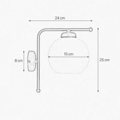 Giovanni Battista Wandleuchte Glas Messing H: 25 cm in Bronze Weiß E27* Wandleuchten|Badezimmer Lampe