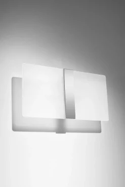 Sollux Wandleuchte Glas Metall 35 cm breit Weiß Chrom 2x G9* Wohnzimmerlampen|Glaslampen