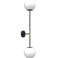 Clearance Luminex Wandleuchte Glas Metall E27 H:80 cm 2-flammig Kugeln