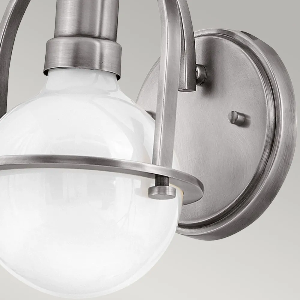 Online Elstead Wandleuchte Glas Metall E27 H: 23,3 cm Kugel Schirm