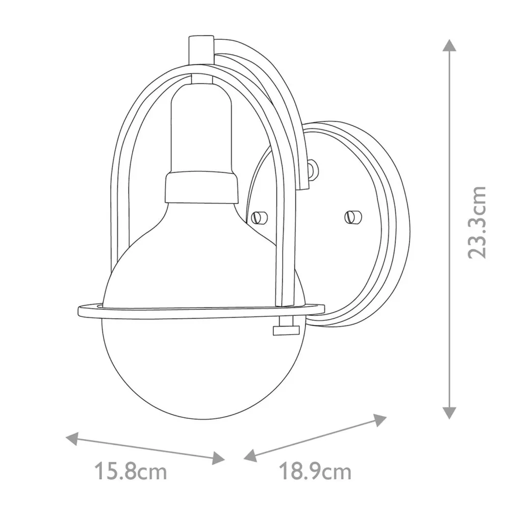 Online Elstead Wandleuchte Glas Metall E27 H: 23,3 cm Kugel Schirm