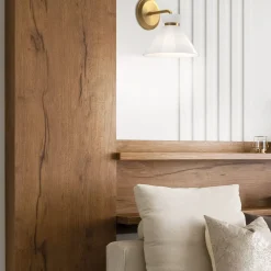 Elstead Wandleuchte Glas Metall H: 22,2 cm in Gold Weiß Retro* Wandleuchten|Küchenlampen