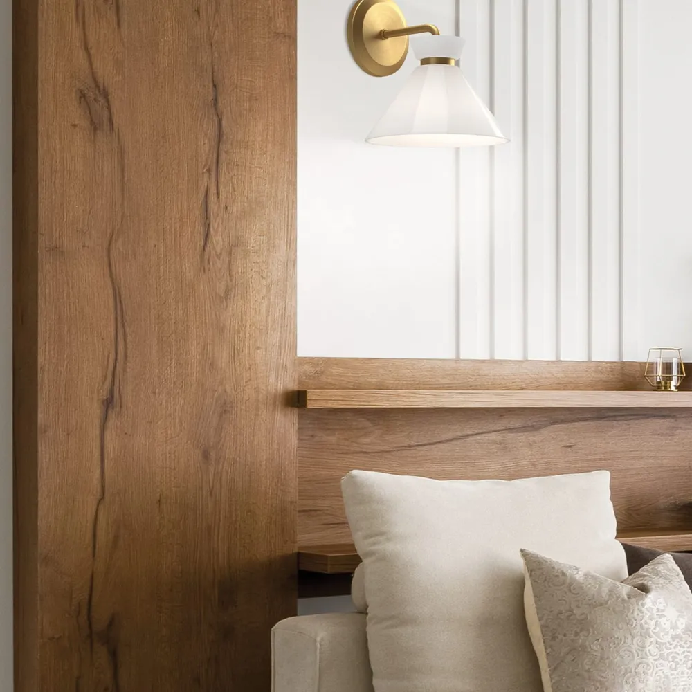 Elstead Wandleuchte Glas Metall H: 22,2 cm in Gold Weiß Retro* Wandleuchten|Küchenlampen