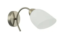 Outlet Lamkur Wandleuchte Glas Metall in Messing Weiß E27 Jugendstil