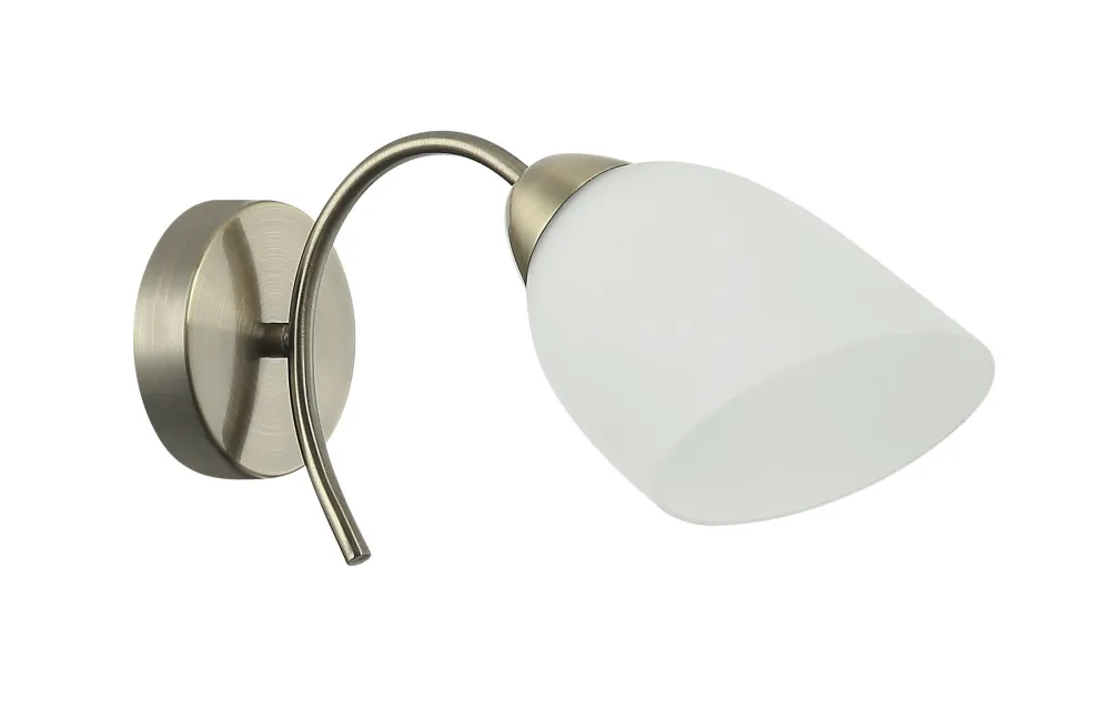 Outlet Lamkur Wandleuchte Glas Metall in Messing Weiß E27 Jugendstil