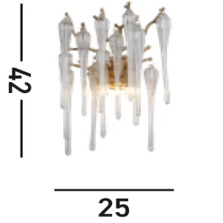 Outlet Searchlight Wandleuchte Glas Metall in Gold H:42 cm G9 2-flammig