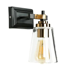 Easylight Wandleuchte Glas Metall in Schwarz Messing Industrial* Glaslampen|Industrie Lampen