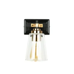 Easylight Wandleuchte Glas Metall in Schwarz Messing Industrial* Glaslampen|Industrie Lampen