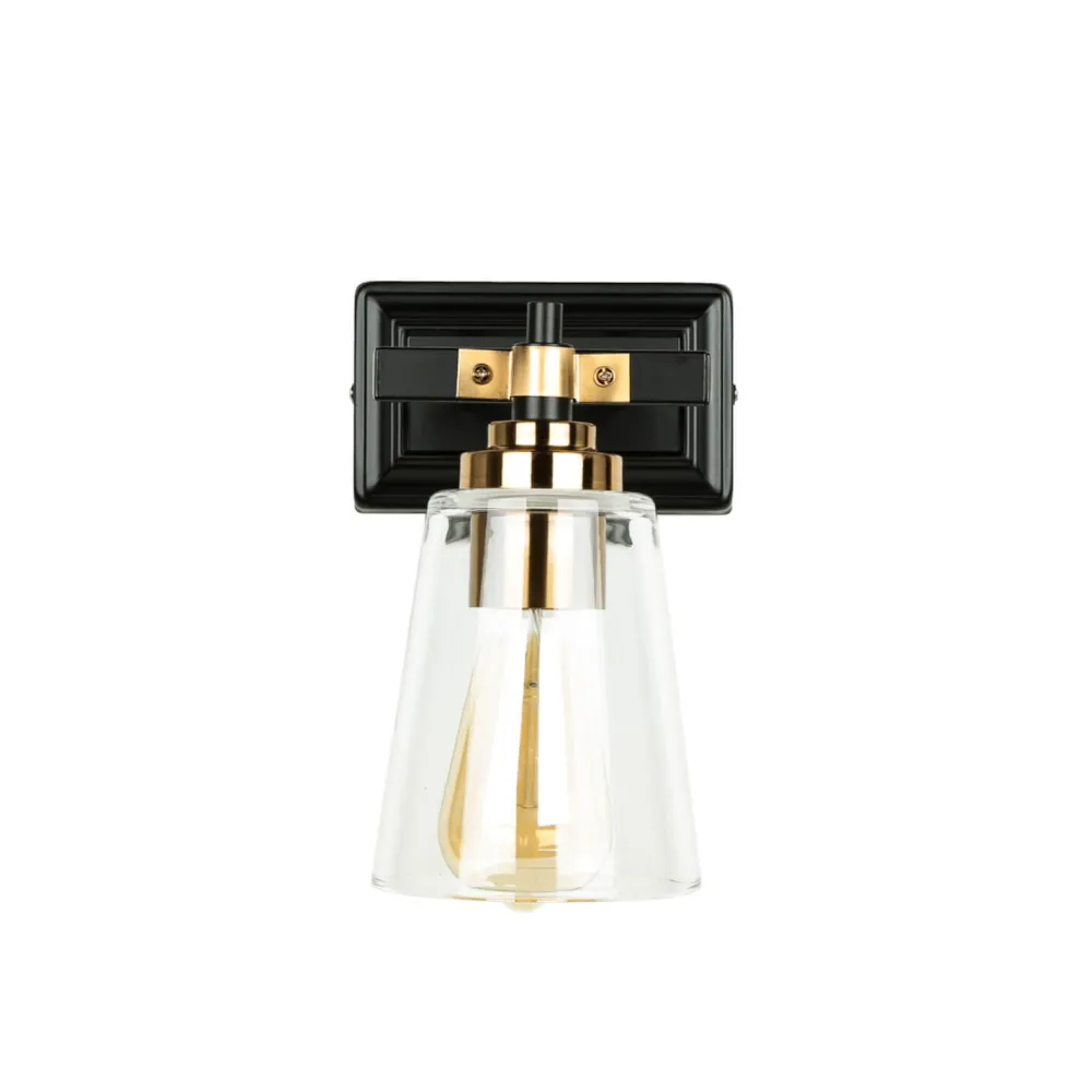 Easylight Wandleuchte Glas Metall in Schwarz Messing Industrial* Glaslampen|Industrie Lampen