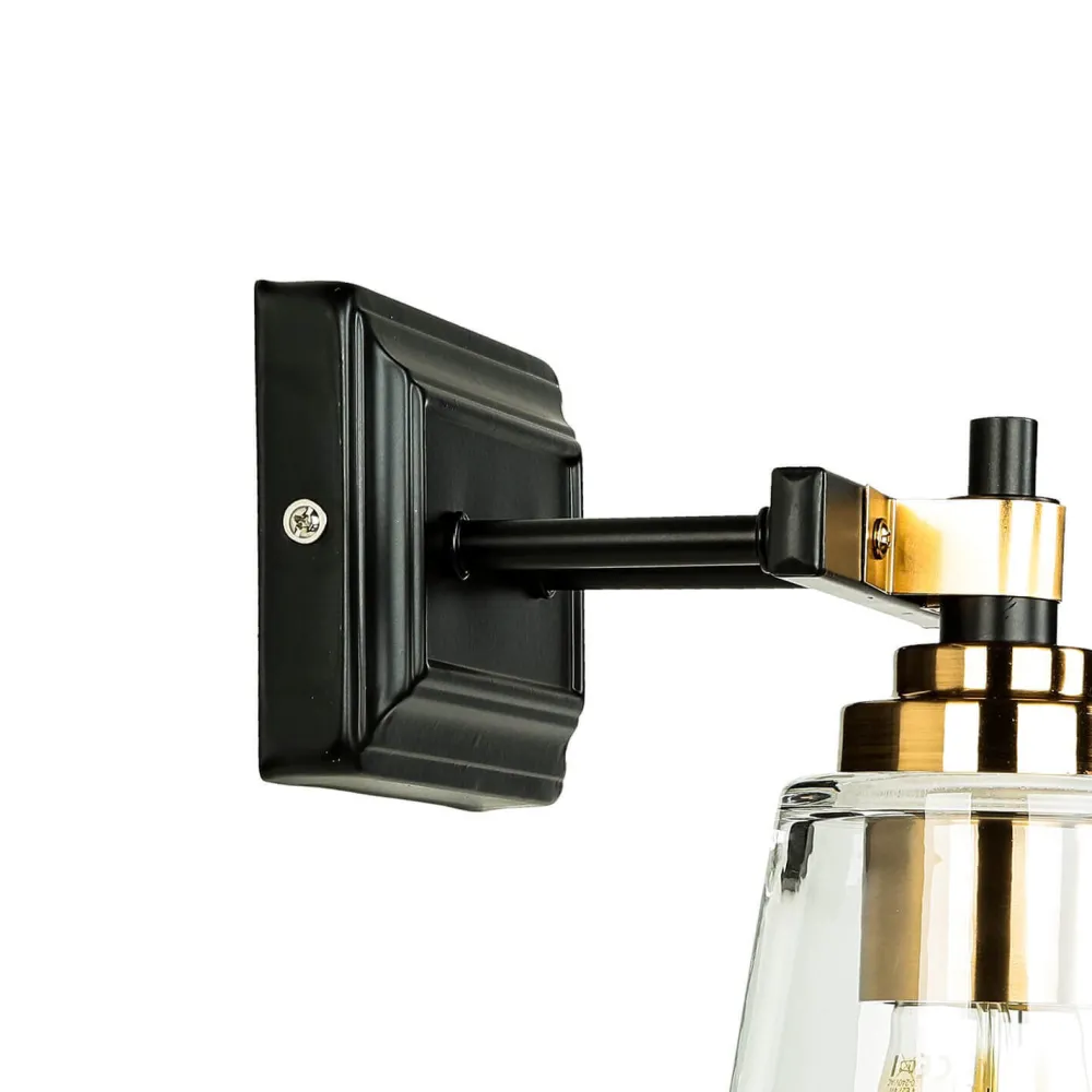 Easylight Wandleuchte Glas Metall in Schwarz Messing Industrial* Glaslampen|Industrie Lampen