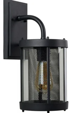 Clearance Wandleuchte Glas Metall Schwarz IP23 E27 Garten Haustür