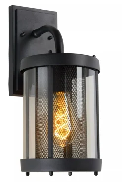 Clearance Wandleuchte Glas Metall Schwarz IP23 E27 Garten Haustür