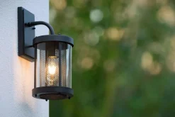 Clearance Wandleuchte Glas Metall Schwarz IP23 E27 Garten Haustür