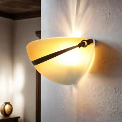 Hot Elstead Wandleuchte Glas Schirm Orange Bronze Rustikal innen