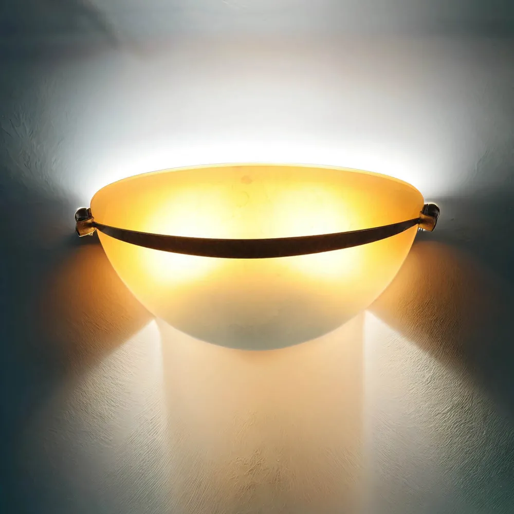 Hot Elstead Wandleuchte Glas Schirm Orange Bronze Rustikal innen