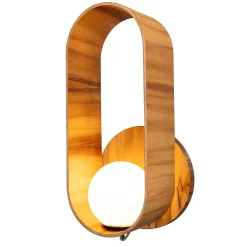 Best Elstead Wandleuchte Glas Teakholz Furnier E27 H: 52,5 cm blendarm