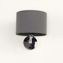 Best Nowodvorski Wandleuchte Grau Metall Stoff