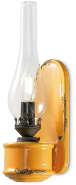 Hot Ferroluce Wandleuchte Handarbeit Glas H: 33 cm Gelb Shabby Antik E14