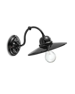 Ferroluce Wandleuchte Handarbeit Keramik 20 cm breit Schwarz E27