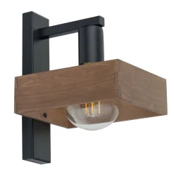 Sigma Wandleuchte Holz Metall Schwarz gemütlich 15cm schmal* Wandleuchten|Moderne Lampen