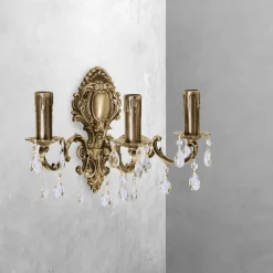 Giovanni Battista Wandleuchte in Bronze hell 3-flammig E14 Messing Jugendstil