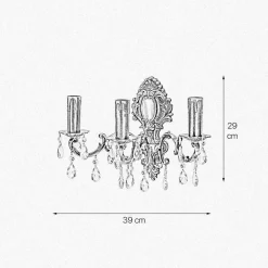 Giovanni Battista Wandleuchte in Bronze hell 3-flammig E14 Messing Jugendstil