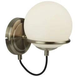 Searchlight Wandleuchte in Messing Antik Weiß E14 Glas Metall XATIVA