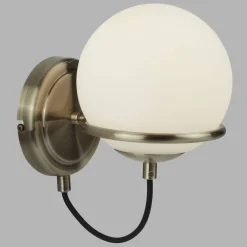 Searchlight Wandleuchte in Messing Antik Weiß E14 Glas Metall XATIVA