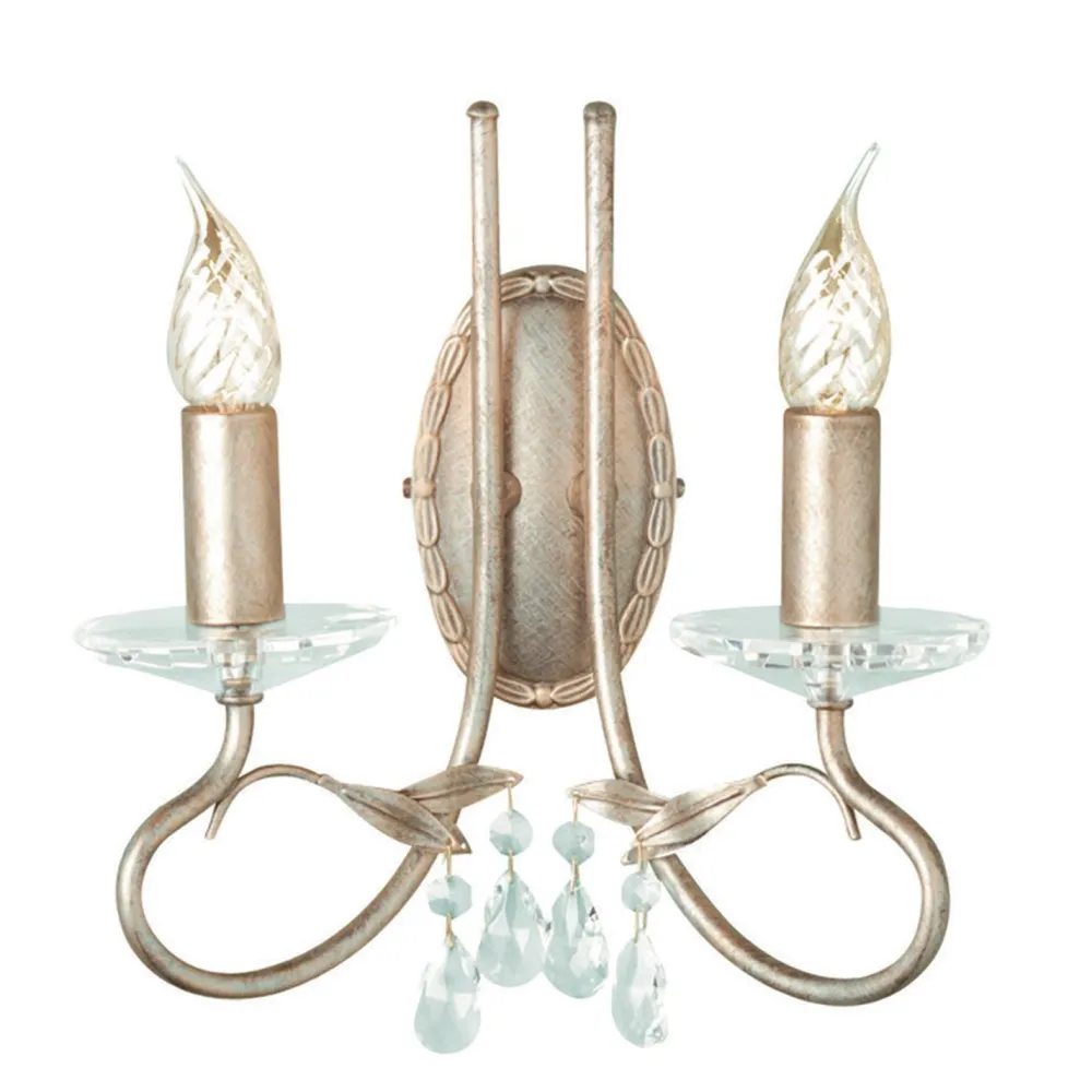 Hot Elstead Wandleuchte in Silber Gold Kristalle E14 Wohnzimmer