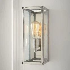 Elstead Wandleuchte innen Glas Metall eckig Modern in Nickel* Wandleuchten|Flurlampen