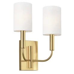 Elstead Wandleuchte Jugendstil in Messing Weiß Metall Stoff* Wandleuchten|Wohnzimmerlampen