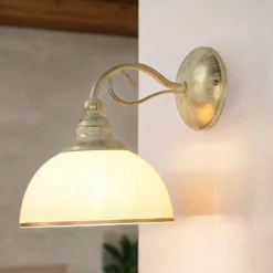 Jupiter Wandleuchte Jugendstil in Weiß Gold Wohnzimmer Flur* Glaslampen|Jugendstil Lampen