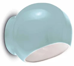 Ferroluce Wandleuchte Keramik 21 cm breit Hellblau E27 rund* Wohnzimmerlampen|Keramiklampen