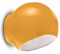 New Ferroluce Wandleuchte Keramik 21 cm breit Gelb E27 rund Retro