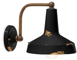 Outlet Ferroluce Wandleuchte Keramik E27 H: 21 cm Schwarz Industrial