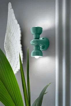 Ferroluce Wandleuchte Keramik E14 Up Down H: 25,5 cm Türkis* Wohnzimmerlampen|Keramiklampen