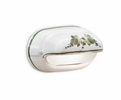 Ferroluce Wandleuchte Keramik Glas E27 24 cm breit Maritim DAVIDE* Wohnzimmerlampen|Glaslampen