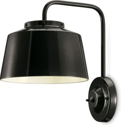 Ferroluce Wandleuchte Keramik Metall E27 34 cm hoch Schwarz Retro* Wohnzimmerlampen|Keramiklampen